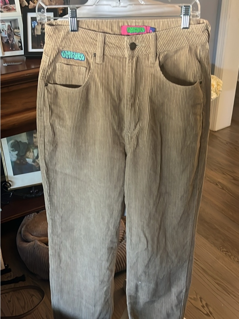 Empyre Taupe Wide-Leg Corduroy Pants